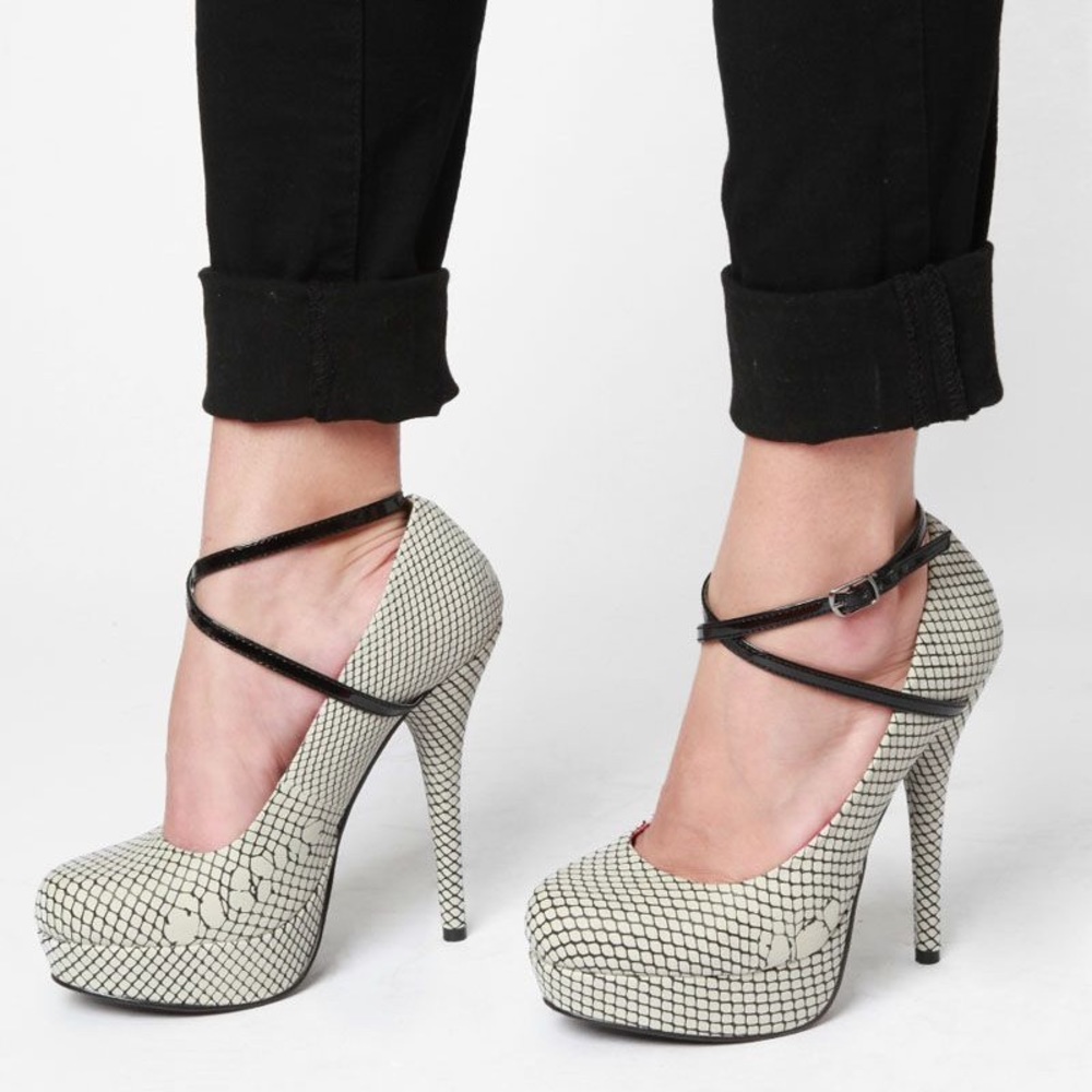 Iron Fist In My Net Platform Ankle Strap Heels